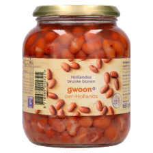 g'woon bruine bonen of witte bonen in tomatensaus